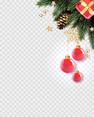 Christmas and New Year background with fir trees, isolated.