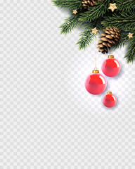 Christmas and New Year background with fir trees, isolated.