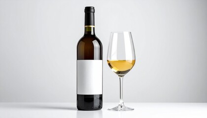 bottle of wine with glass 