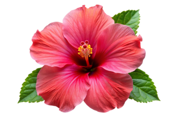 Vibrant pink hibiscus flower isolated realistic detail perfect for floral design projects isolated on transparent background