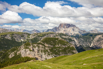 Many Mountain Peaks in the Dolomites