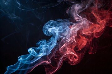 Obraz premium Blue Smoke Flowing on Black Background