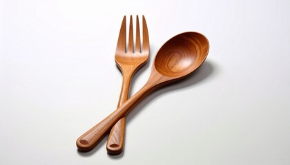 fork and spoon on wooden table