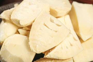 Fresh Sliced Bamboo Shoots Ready for Cooking - Natural Asian Vegetable Ingredient