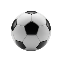 3d rendered classic soccer ball with black and white hexagonal panels in sport focus transparent background