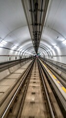Empty subway tunnel perspective