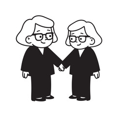 Old woman in formal clothes black and white vector illustration simple minimalist portrait design