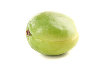 Fresh Green Unripe Papaya Fruit Isolated on White Background