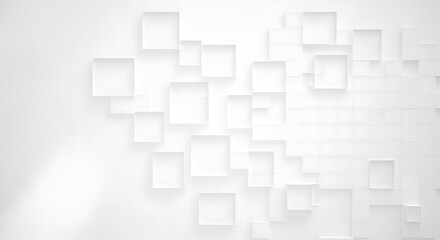 Obraz premium Abstract White Geometric Background with Embossed Squares and Rectangles Pattern and Subtle Shadows