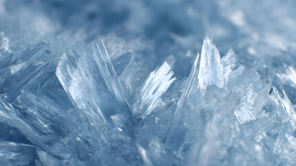 A close-up view of ice crystals showcasing their intricate and delicate structures, embodying the beauty of nature's frozen art.