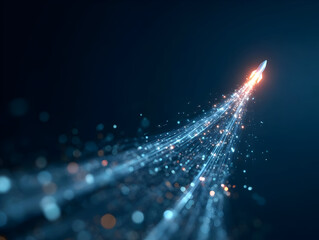 A stunning visual representation of speed and innovation with dynamic light trails against a dark background, symbolizing progress.