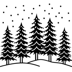 Obraz premium Snowy Christmas Trees Illustration