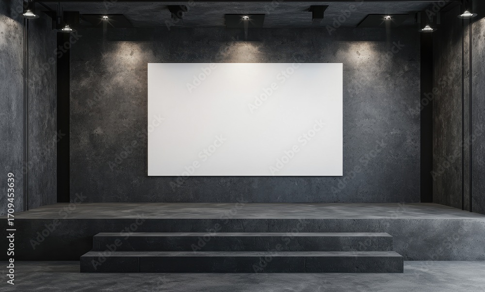 Poster modern minimalist gallery space with blank canvas for art display