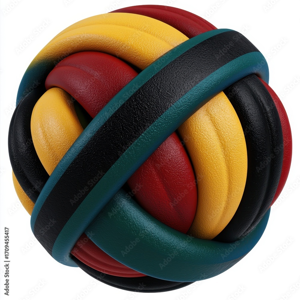 Poster colorful 3d abstract composition of interlinked curved shapes