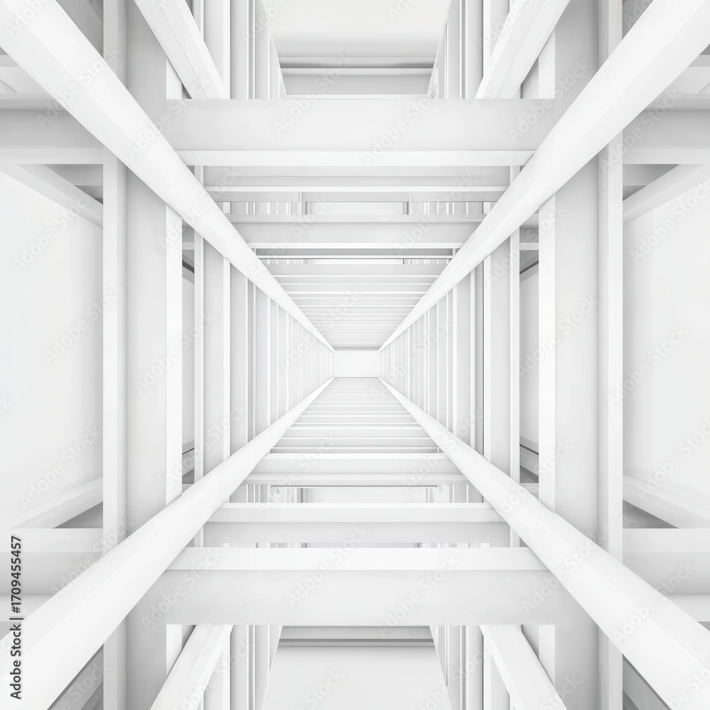 Poster abstract white architecture with geometric lines and symmetry