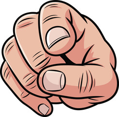 Cartoon hand pointing finger, gesture of emphasis, human hand illustration, vector art, comic style, isolated on white, directional sign, symbolic action, digital drawing, expressive hand