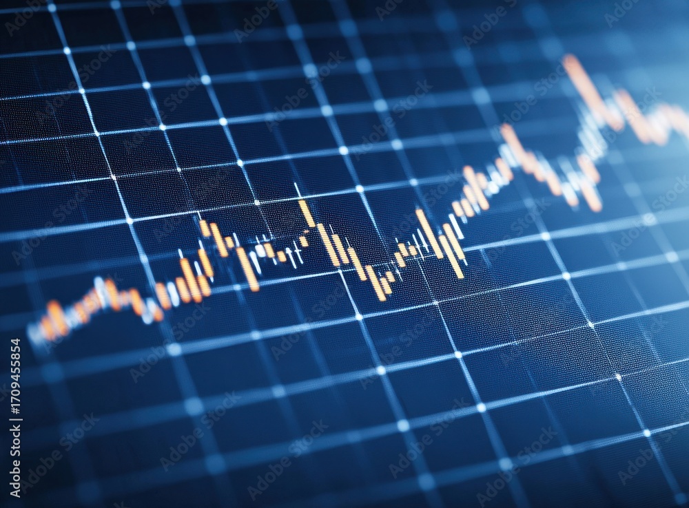 Poster financial market data visualization with graph and chart analysis