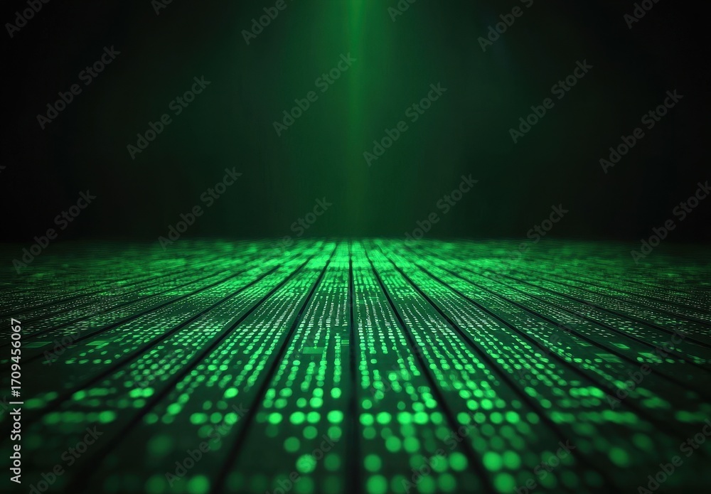 Aufkleber green matrix style digital background with data and light effects