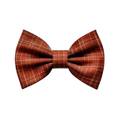 brown checkered bow tie isolated on white or transparent.