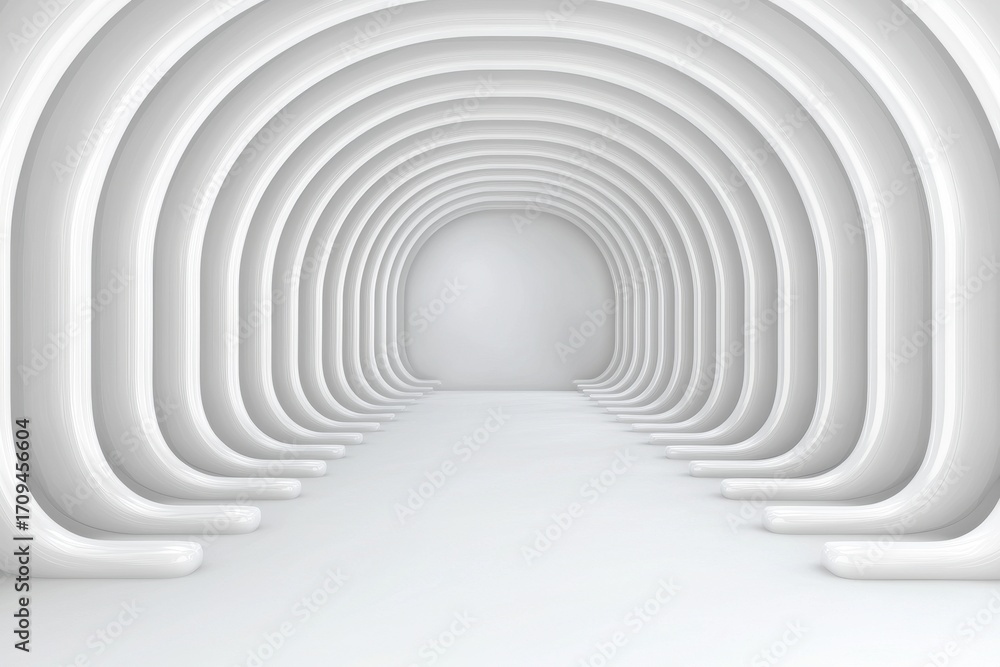 Poster abstract white tunnel with soft curves in minimalist style