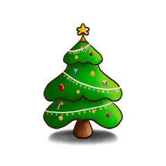 Watercolor Christmas Tree Illustration Isolated on White Background