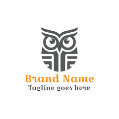 A cute and funny abstract cartoon owl vector illustration with big eyes and a happy smile. Fully vector file. Editable color. 