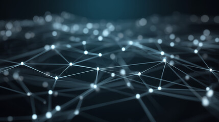 Obraz premium A sprawling digital network graph with glowing nodes and connecting lines, illustrating concepts of global communication, big data, and futuristic technology