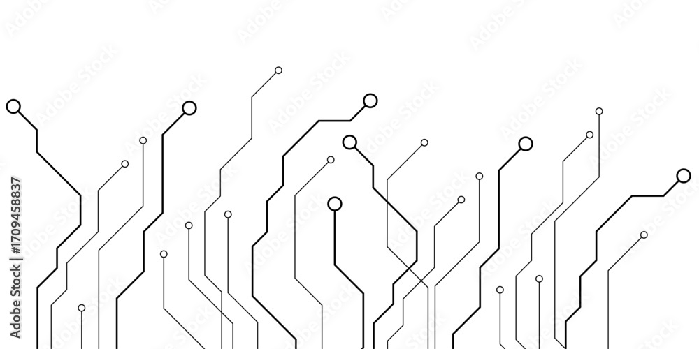 Poster black line circuit computer technology futuristic on white background design creative vector
