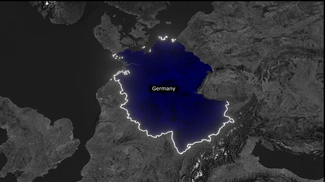 Germany Country Map Highlight Animation on Dark Background