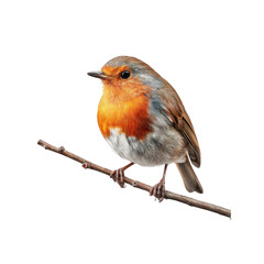 Fototapeta premium European Robin Perched on a Branch - Detailed Studio Shot