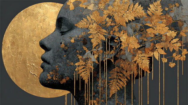 Dark Gold Abstract Illustration &ndash; Modern Luxury Art Design