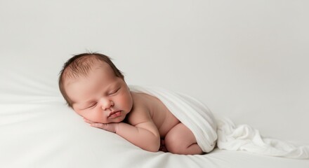 安らかな眠り 赤ちゃん 寝顔 優しい光 包まれた安心感. AI Generated