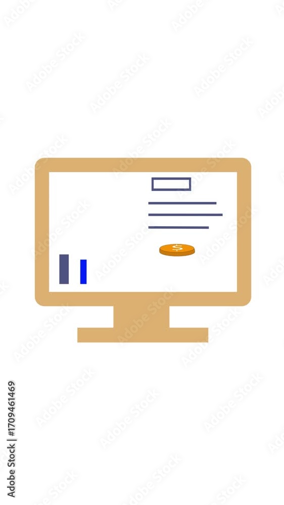 Poster beige computer screen illustration in flat style vertical video. simple beige computer screen icon o
