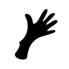 Black and white simple illustration of a hand silhouette with fingers