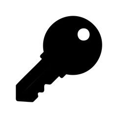 Isolated black key icon on white background for safety and security