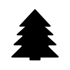 Black Christmas tree silhouette on white background representing holiday season spirit