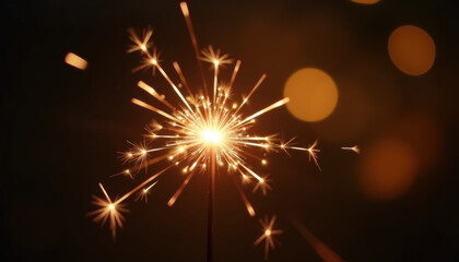 Sparkler Burning Against Dark Background