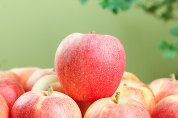 Fresh Red Apples Fuji Gala Varieties Healthy Organic Fruit Natural Background