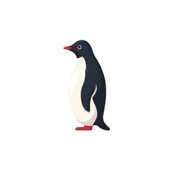 Naklejka premium A playful cartoon penguin standing upright with a cheerful expression, perfect for children's illustrations or educational materials.