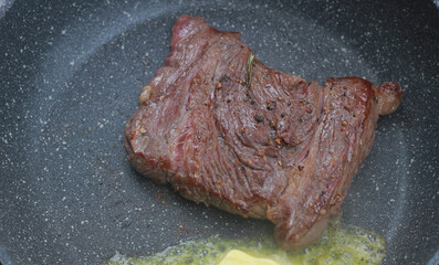 Steak that is in the pan