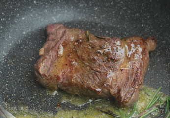 Steak that is in the pan