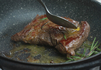 Steak that is in the pan