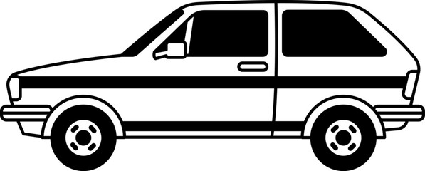 black and white isolate illustration of a car