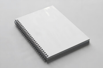 White spiral bound notebook on a plain gray background blank empty