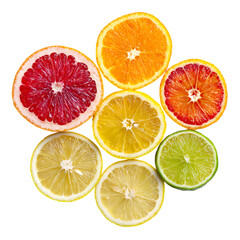 Fototapeta premium Citrus fruit wheel slices of grapefruit orange png 
