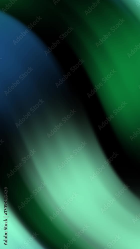 Poster abstract animated background with blurred green and blue gradient light waves creating smooth flowin