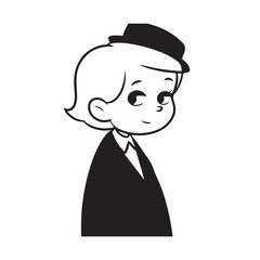 Old woman in formal clothes black and white vector illustration simple minimalist portrait design