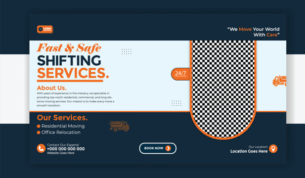Home shifting services banner template for social media post design layout