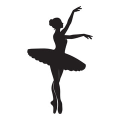 Ballerina Silhouette Performing Pirouette  Minimal Black Dance Vector on White Background © Sahida