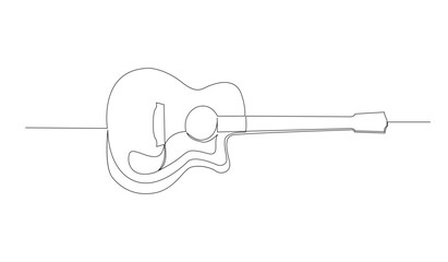 Acoustic Guitar Continuous Line Art Drawing